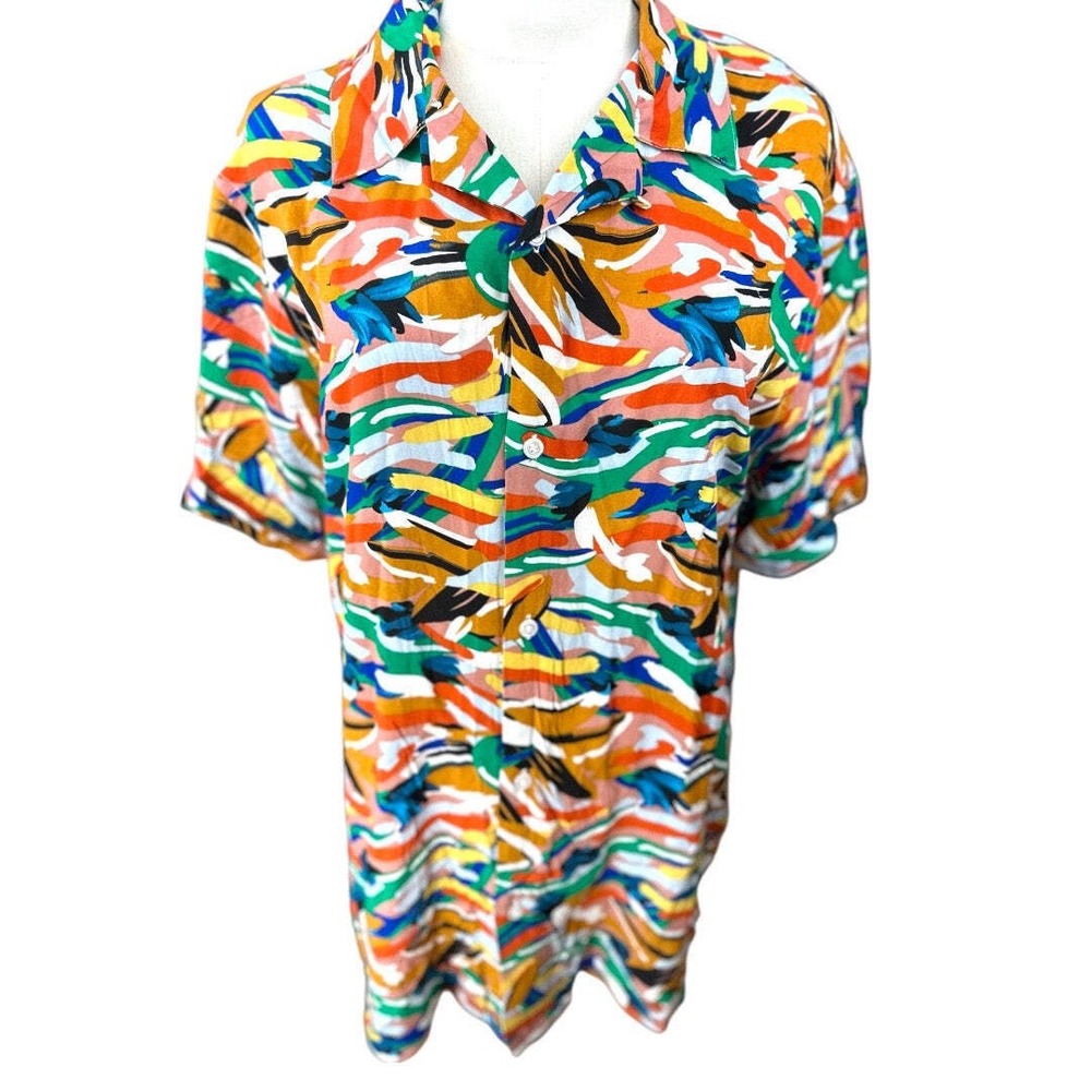 Eleven Paris Palm‎ Springs Multi Color Abstract Shirt Mens Large New MSRP 90